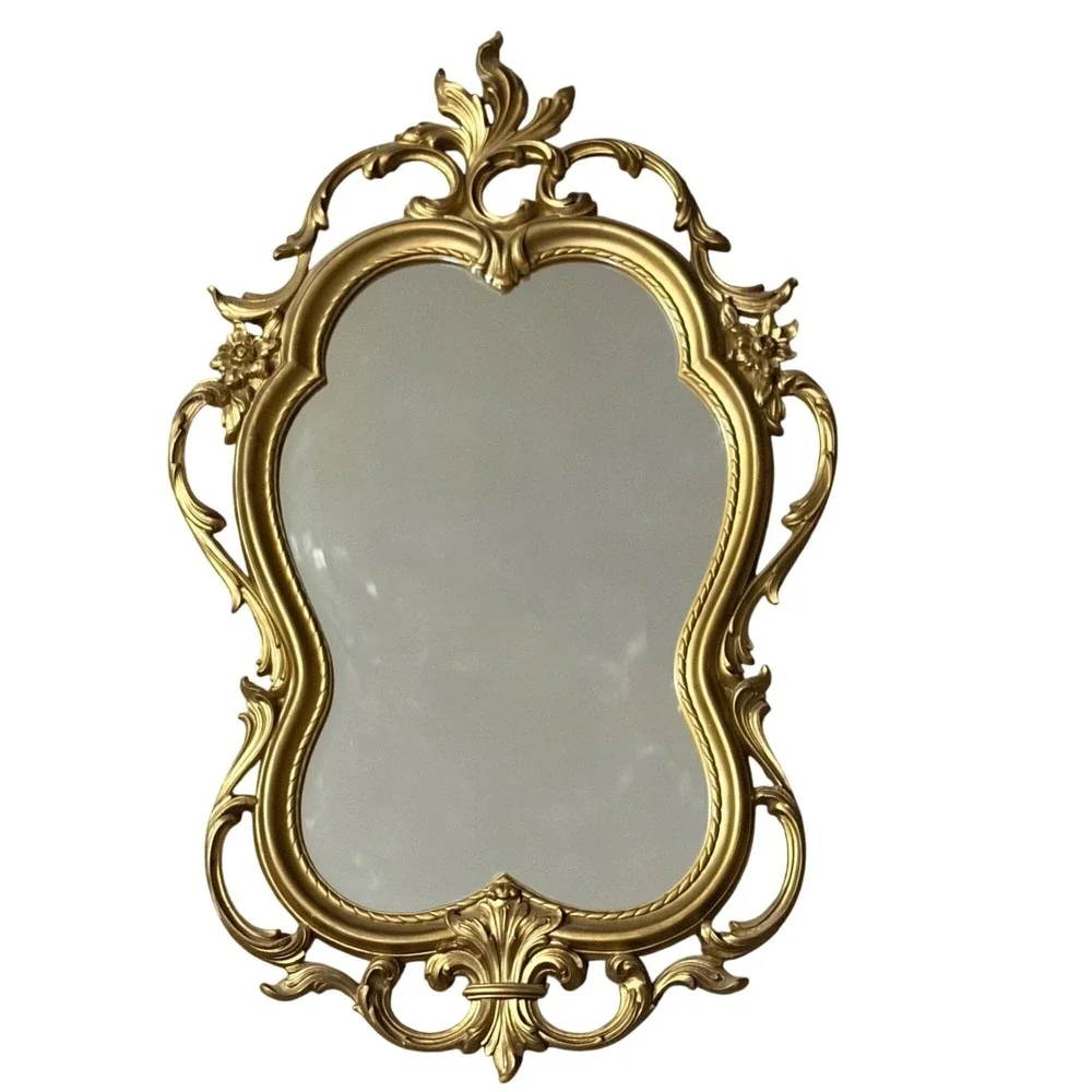 Vintage Homco Baroque Rococo Wall Mirror Gold Ornate Hollywood‎ Regency Decor